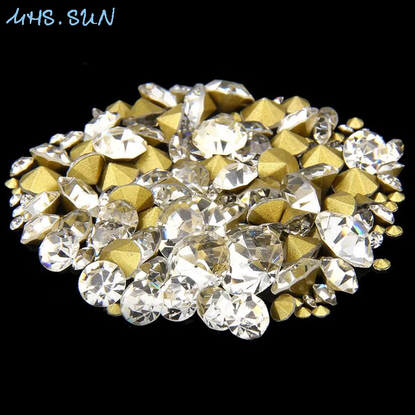 

MHS.SUN 1440pcs SS7 Various color pointed back crystal rhinestones loose pointback glass stone for wedding clothing decoration