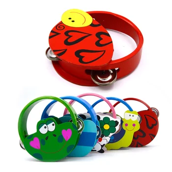 

Baby Cartoon Wooden Rattle Toys Handbell Clap Drum Hand Bell Ring Toys Musical Percussion Instruments Educational Sound Toy