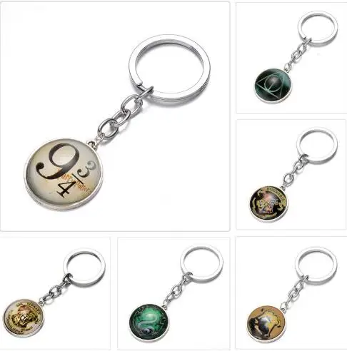 

1Pcs 2018 New Arrival Movie Harri Potter Key Chain Alloy Deathly Hallows Key Ring Potter Figure Kids Gift
