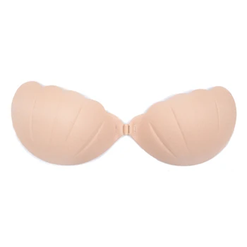 

Women Bra Evening Wedding Shell Shape Strapless Invisible Sexy Sticky Silicone Spandex Self-adhesive Ladies Closure Front Buckle