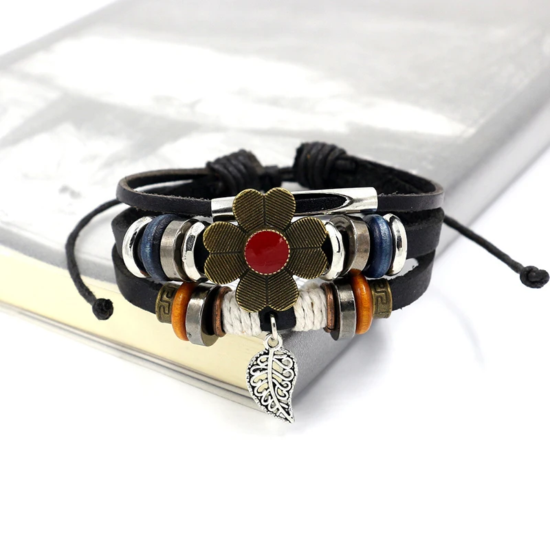 Qevila Vintage Leather Multilayer Braided Women Bracelets Bohemian Charm Bracelet for Women Lover Punk Bracelet Bangle Jewelry (1)