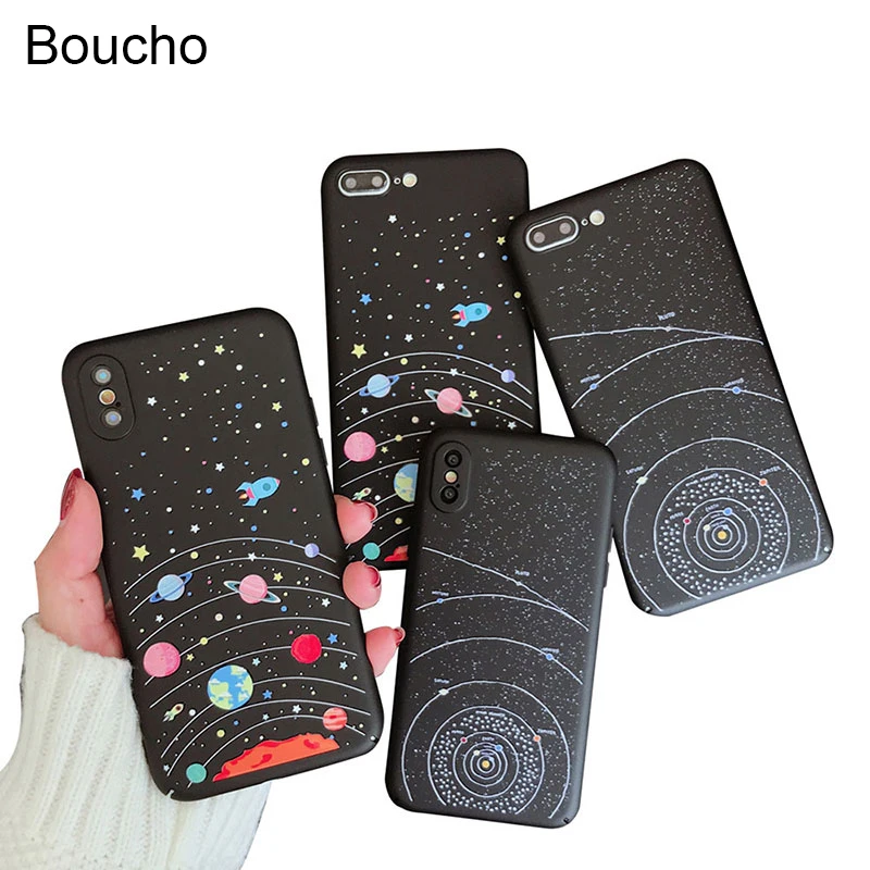 Boucho Space Milky Way Pattern Phone Case For iphone X 6 6s Plus Cases iPhone 7 8 Capa Fashion Matte Hard Plastic |