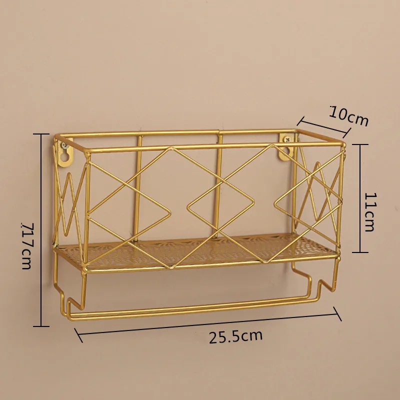 Baffect Wall Hanging Wine Storage Rack Iron Cup Storage Holder Double Layers Sundries Storage Organizer Wine Shelf Home Decor - Цвет: Diamond Gold