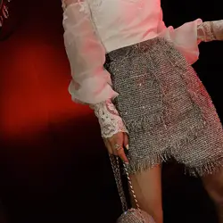 Юбки топ полиэстер Твердые Асимметричный длиной выше колена, мини Новинка 2019 года для женщин юбка яркая Асимметричная кисточкой разделение
