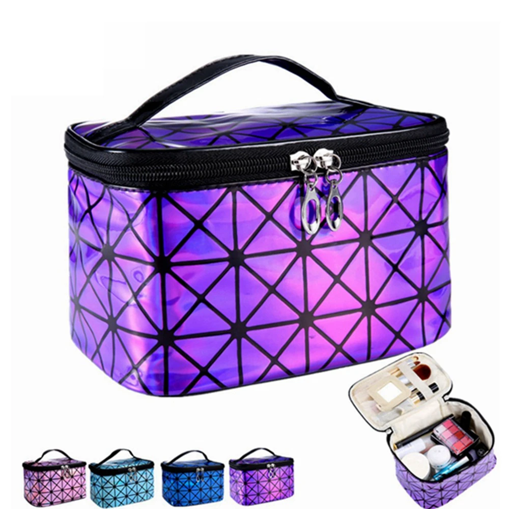 

Functional Cosmetic Bag Women Fashion PU Leather Travel Make Up Necessaries Organizer Zipper Makeup Case Pouch Toiletry Kit Bag