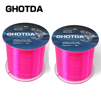 Pink GHOTDA, 2 шт., прочная нейлоновая леска, 500 м, леска из мононити, японская леска из материала для ловли карпа - Цвет: Pink