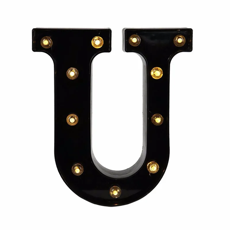 Светодиодный светильник для письма 26 Алфавит Огни Вечеринка День рождения Свадебные украшения ночник Рождественские украшения для дома - Цвет: U