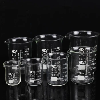 

2pcs/lot GG-17 25/50/100/150/200/250/300/400/500/600/800/1000ml Glass Beaker High Temperature Resistance free shipping