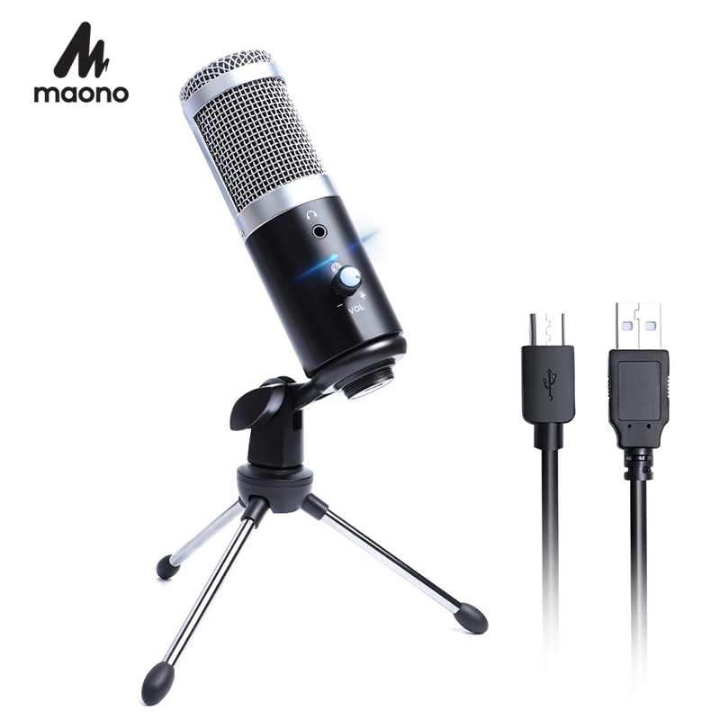 MAONO USB Студийный микрофон профессиональный конденсатор Подкаст компьютерный микрофон со штативом для караоке Youtube игровая запись