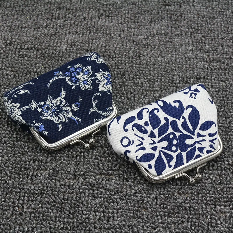 

1 Pc Mini Wallet Lady Retro Vintage Blue & White Porcelain Design Small Wallet Coin Purse Women Hasp Purse Clutch Bag Girls
