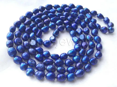 

Pretty 45" 9-12mm deep blue baroque freshwater pearl necklace ^^^@^Noble style Natural Fine jewe FREE SHIPPING