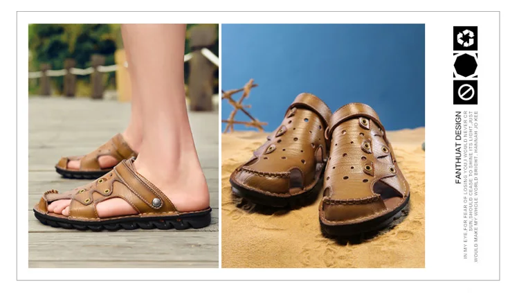 Мужские сандалии Пояса из натуральной кожи резиновая быстросохнущие болотных Обувь дышащие пляжные сандалии для прогулок для Для мужчин 3 цвета