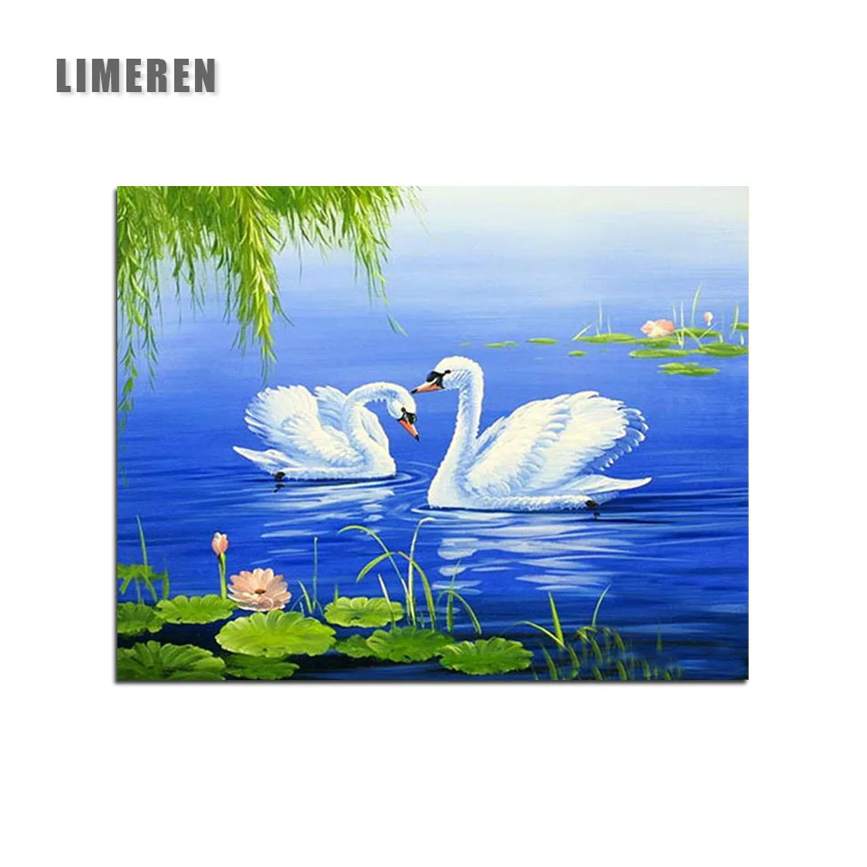 

Creative Diy Home Decor Frameless Painting On Canvas Lovers Swan Picture Oil Painting By Numbers Handwork Special Unique Gift