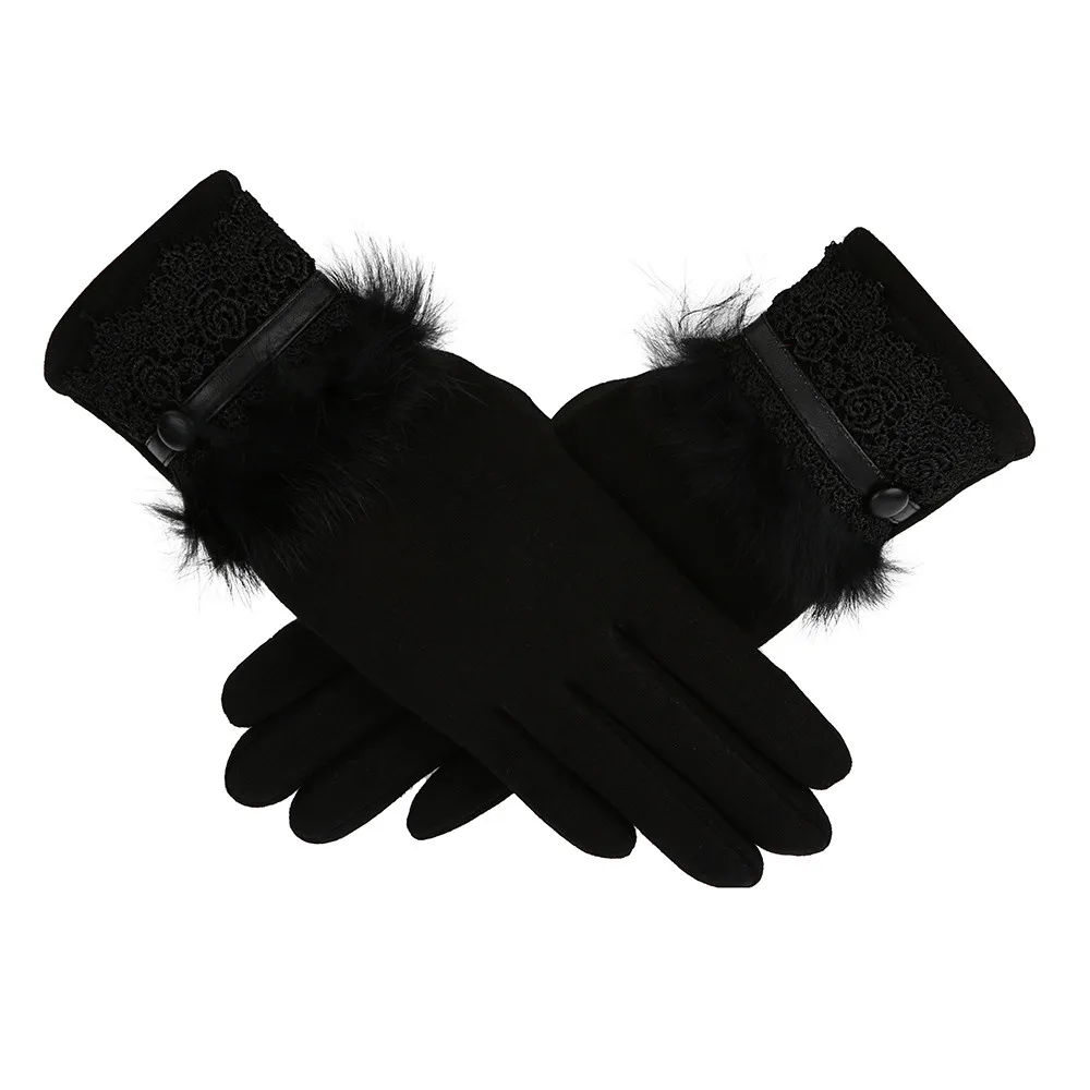 Women Female Gloves Winter Warm Cashmere Keep Warm Driving Full Finger Gloves Touch Screen ladys Glove luvas guantes 18Nov