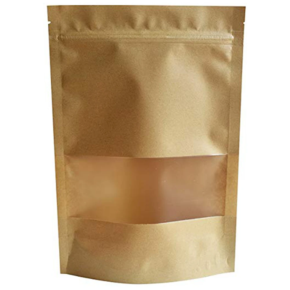 

20pcs Stand Up Candy DIY Home Safe Gift Food With Transparent Window Zip Lock Wedding Nut Snack Paper Bag Storage