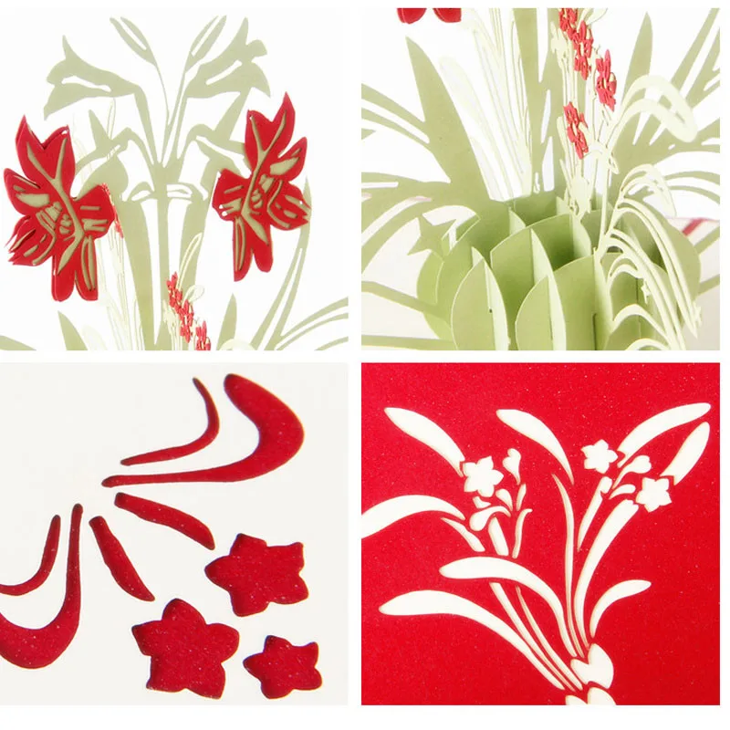 10pcs Daffodil Flower 3D Pop UP Paper Laser Cut Greeting & Gift Happy Birthday Thank You Cards Postcards Teachers' Day Tarjetas (5)