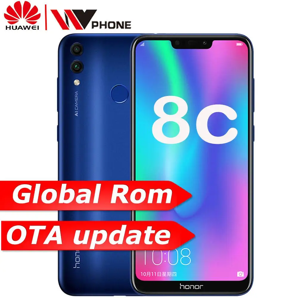 

Original Honor 8C 4GB 32GB 6.26 inch Snapdragon 632 Octa Core Front 8.0MP Dual Rear Camera 4000mAh Face ID