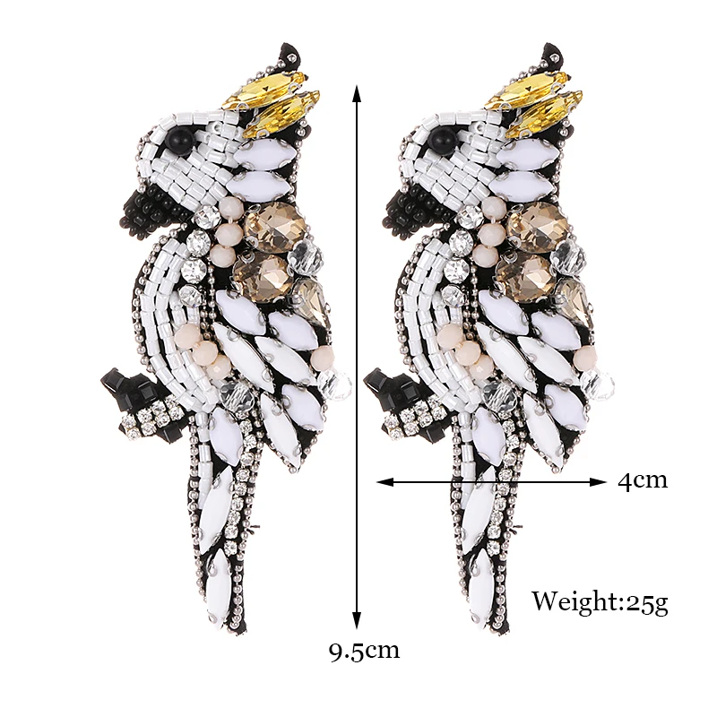 Жинки Этнические Ручной работы из бисера милые животные попугай серьги в виде птиц Винтаж Синий Кристалл перо Висячие серьги для женщин ювелирные изделия подарок