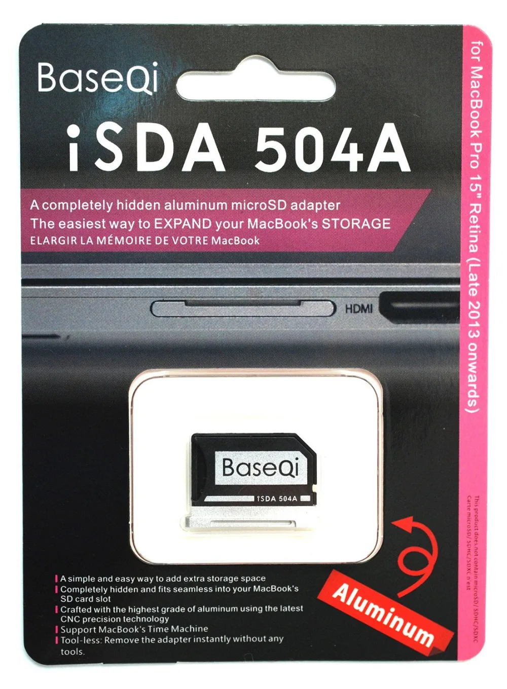 504A BASEQI алюминиевый MiniDrive адаптер карты Micro SD кард-ридер для Macbook Pro retina 15 ''модель Late 2013/после