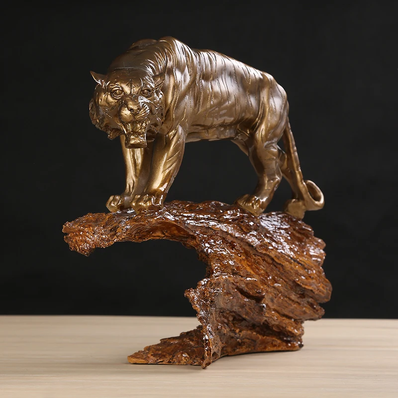 LISAQ Escultura de Tigre Resina Siberia Estatua de Tigre Adorno de Animales Salvajes artesanía Regalo de cumpleaños para decoración del hogar de Negocios 49,5x15x35cm