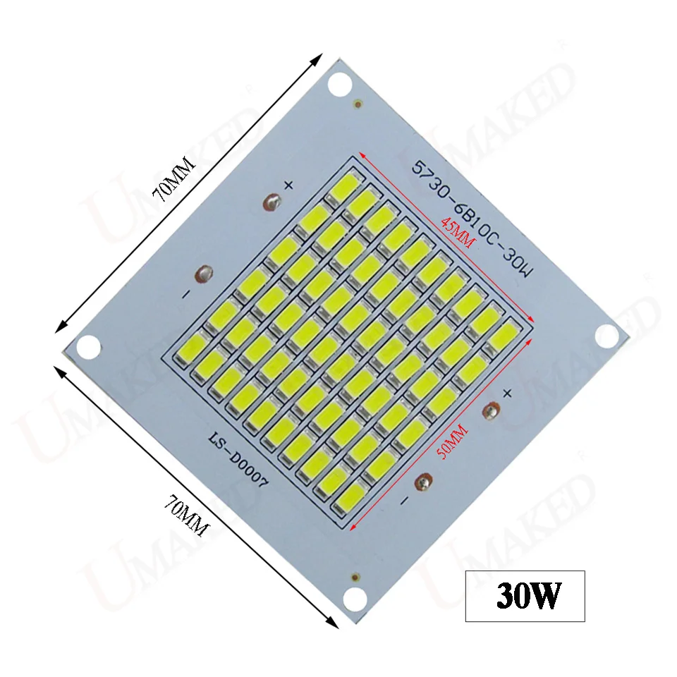 10 шт. LED pcb прожектор пластина 30 Вт 70*70 3000 3300lm алюминиевый радиатор с SMD5730 источник