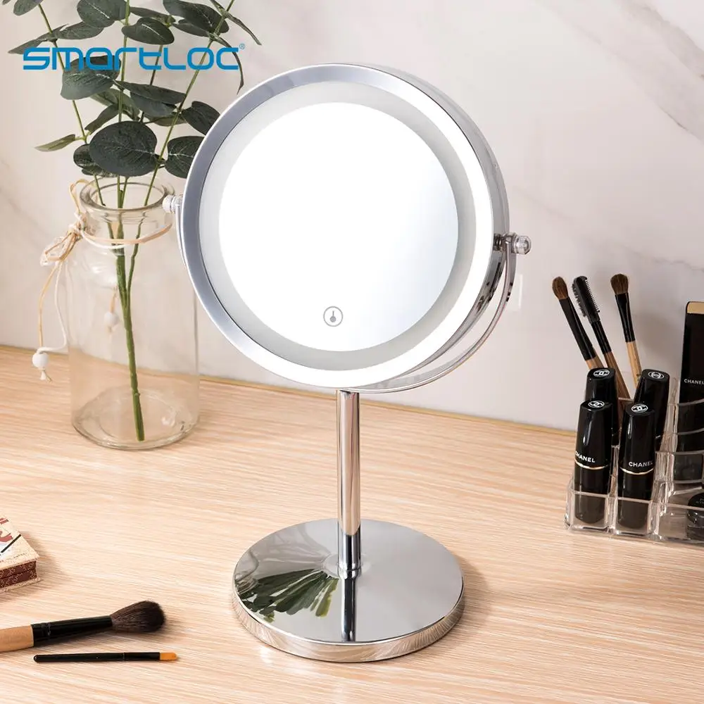 smartloc 2 Face 3X Magnifying Touch Screen LED Lights Bathroom Mirror Makeup Bath Make up Cosmetic Vanity Smart 360 Rotating