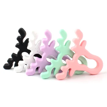 

50pcs Deer Horn Shaped Baby Teether Food Grade Silicone Teethers BPA Free Baby Teething Mordedor For Baby Tooth Care