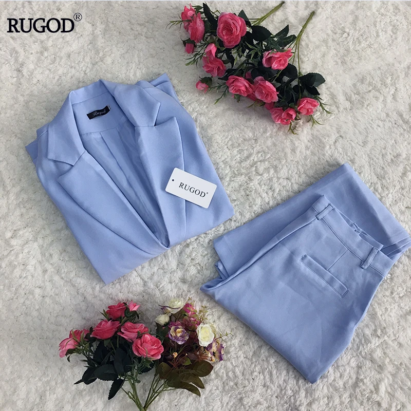 RUGOD Newest Winter Spring Elegant Office Lady Business  Suits Female Two Piece Sets Femme Long Sleeve Jacket and Trouser suits 