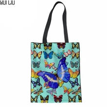 Женские матерчатые сумки стильная сумка через плечо яркая Бабочка узор Повседневная Сумка-тоут для девочек-подростков хозяйственная сумка Bolsa Mujer