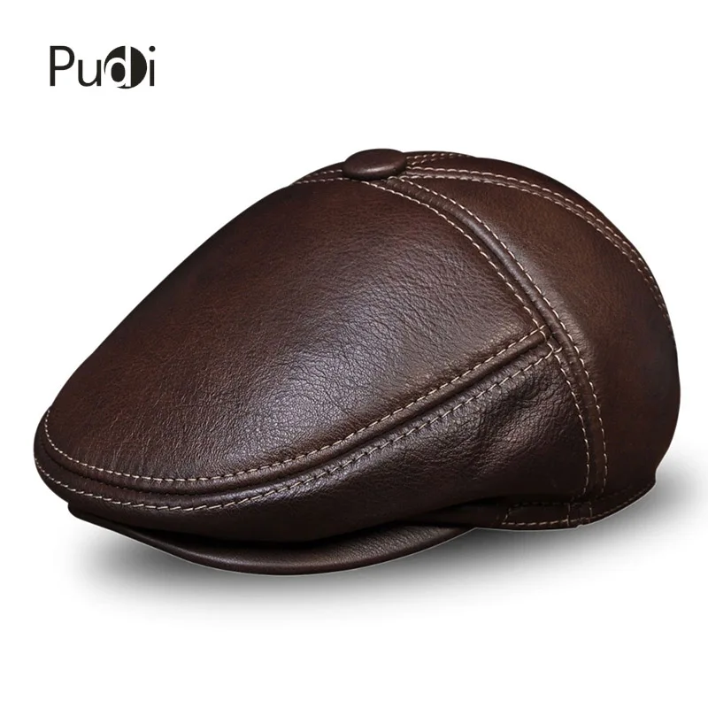 

HL027 New Design Men's 100% Genuine Leather Cap /Newsboy /Beret /Cabbie Hat