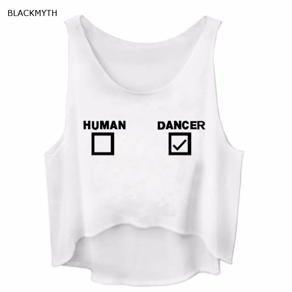 

BLACKMYTH Women Tank Tops HUMAN DANCER Letters Print Fitness Sleeveless Vest T-shirt