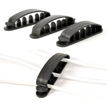 

3pcs! High quality five slot clamshell USB cable clip desktop cable storage Holder winder management Organize storage