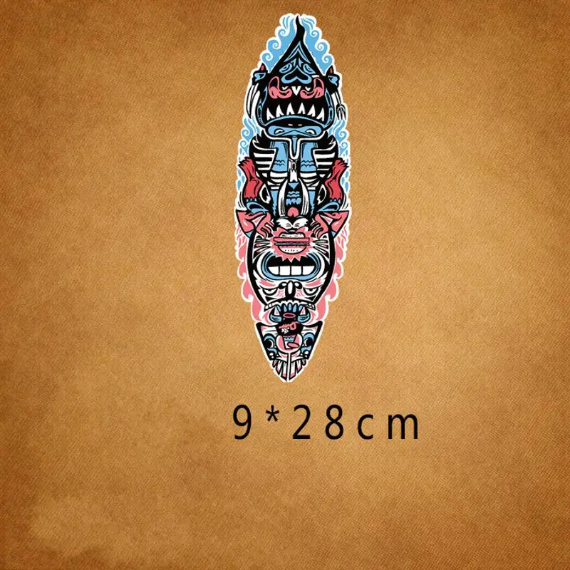 

28x9cm Fashion totem Iron On Stickers Washable Appliques A-level Patches Heat Transfer For DIY Accessory Clothing