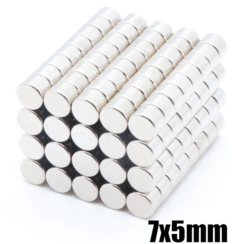 

100pcs 7x5 mm N35 Super Strong Rare Earth Disc 7*5 mm Fridge Permanet Magnet 7mm x5mm Small Round Neodymium Magnet