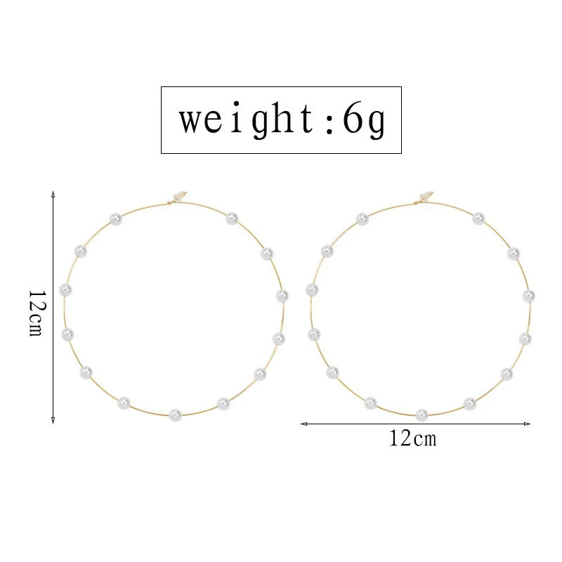 Жемчужные бусины большие круглые серьги-кольца для женщин негабаритный золотой цвет геометрический имитация жемчуг, Круглый Серьги Свадебные украшения