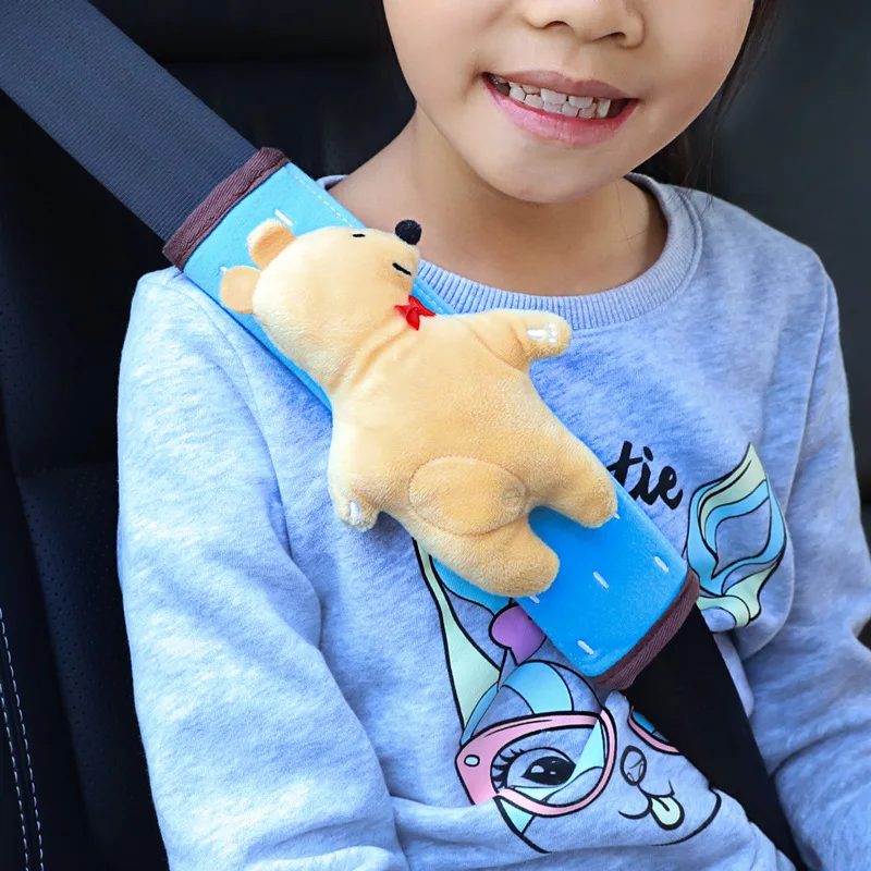 Зимний детский мультяшный ремень безопасности, наплечный чехол для автомобиля, плюшевый корейский вариант, чехол для ремня безопасности автомобиля, медведь - Название цвета: Bear