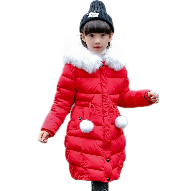 

girl winter coat 2017 new kids winter jackets solid long section girls cotton padded jacket thicken warm hooded children outwear