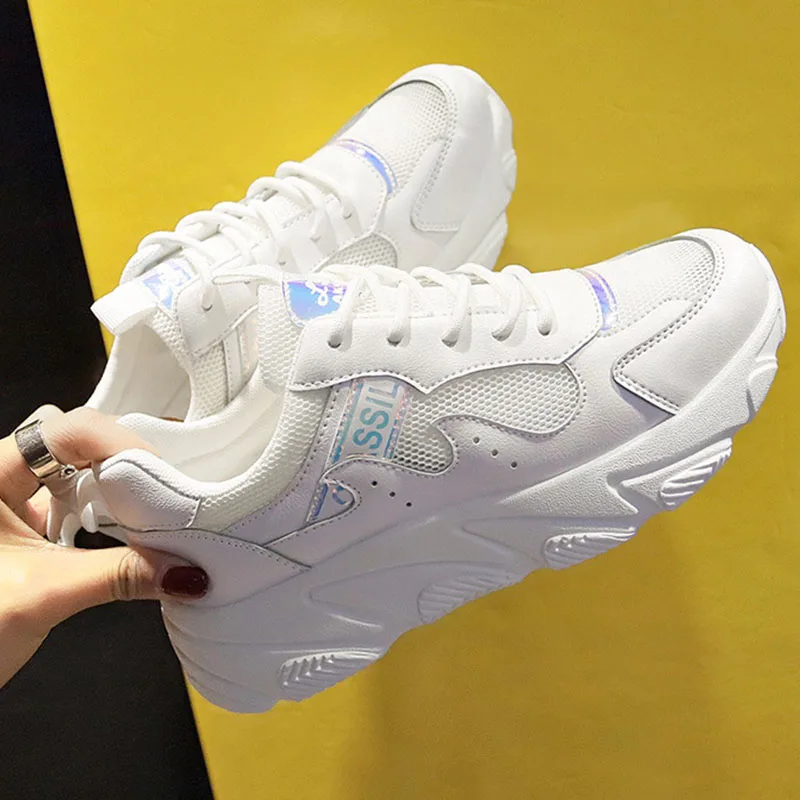 

2019 Women Shoes Autumn White Shoes Sneakers Women Fashion Brand Retro Platform Shoes Ladies Footwear Breathable Mesh Sneakers