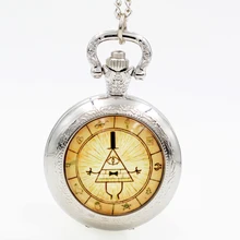 Мода Гравити Фолз Билла шифр черный/серебристый/Бронзовый кварцевые карманные часы Аналоговые в виде кулона Ожерелье Мужчины Женщины мальчик девочка цепь подарок