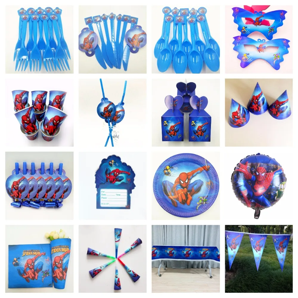 

Spiderman Superhero Baby Birthday Party Kids Boy Vengeance Disposable Tableware Spiderman Party Supplies Party Decoration Set