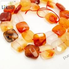 ЛИИ Ji натуральный камень красный Агат 12 мм квадратный форма граненые бусины DIY ювелирных изделий браслет цепочки и ожерелья около 39 см