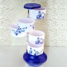 Hs040 несколькими отделениями Комбинации коробка для хранения специй зеленый цветок рифмы пять слоев приправы коробка Кухня поставляет 27*12.5 см