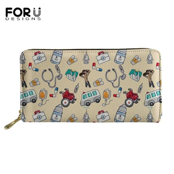 

FORUDESIGNS Women Long Wallet Cartoon Animal Prints Pattern Girls Change Coin Purse Holders PU Leather Travel Passport Pockets