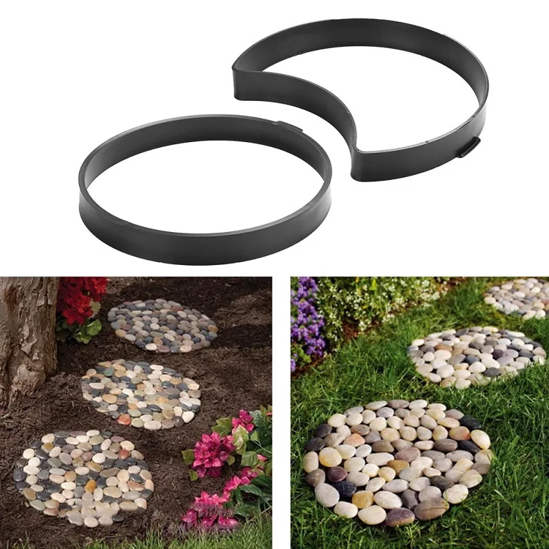 

2PCS Round Pavement Mold Concrete Molds Path Maker Mold Garden DIY Cement Slate Stones Beautiful Practic Garden Supplies