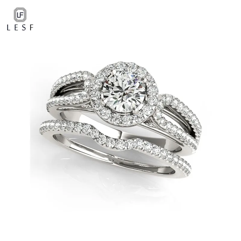 

LESF Eternity 925 Sterling Silver Bridal Wedding Ring Set Anniversary Fashion Style 5A CZ Diamant Engagement Ring