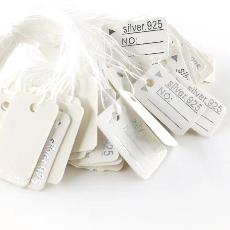 1000 шт 24*15 мм "925 серебро" упаковочная бирка ценник струны метки Свадебная бирка на багаж пустая подвесная бирка