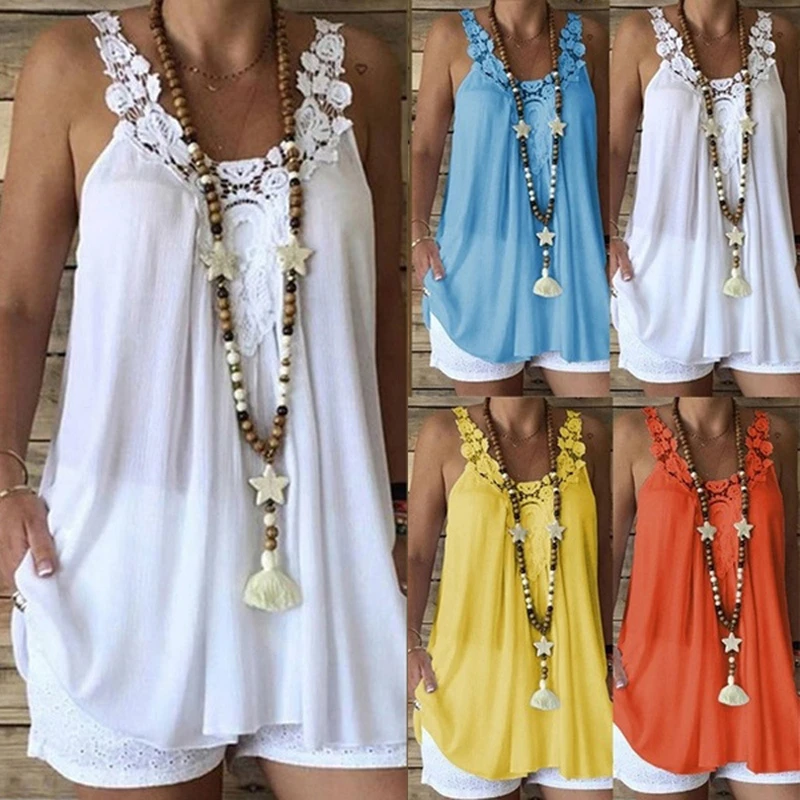 

4XL 5XL Large size chiffon shirt sexy lace shirt Summer sexy solid color round neck sleeveless strap chiffon shirt casual shirt