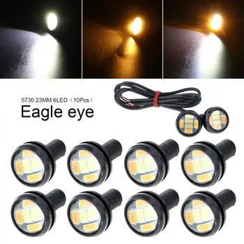 

10 Pcs 23mm Waterproof Eagle Eye 6 LED High Power 5730 12V Car Fog DRL Bulb Auto Reverse Backup Parking Signal Lamp
