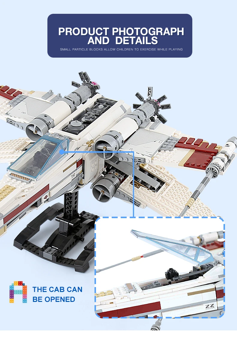 05039 Модель star войны UCS Rebel красный пять X wing Звездный истребитель совместим с 10240 Строительные кирпичи рождественские Наборы игрушки для детей, подарок