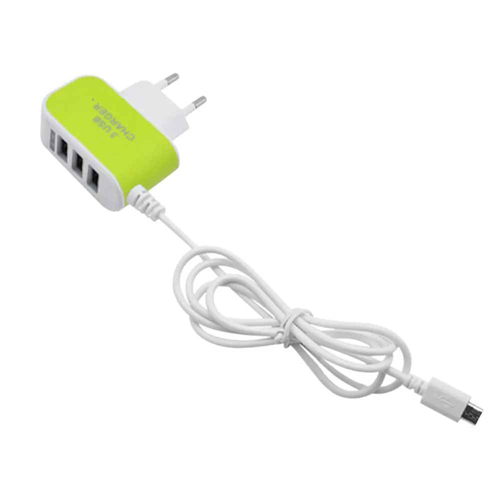 EPULA, модный, 3.1A, тройной USB порт, настенный, для дома, путешествия, AC, зарядное устройство, адаптер для samsung, для Apple, ЕС, вилка для зарядки сотовых телефонов - Цвет: Green
